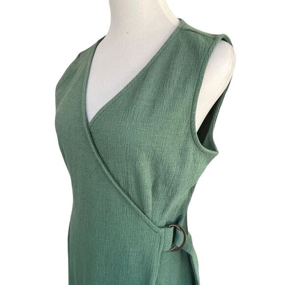 Cynthia Rowley Green Cotton Sleeveless Faux Wrap Dress M NWT - Picture 3 of 7